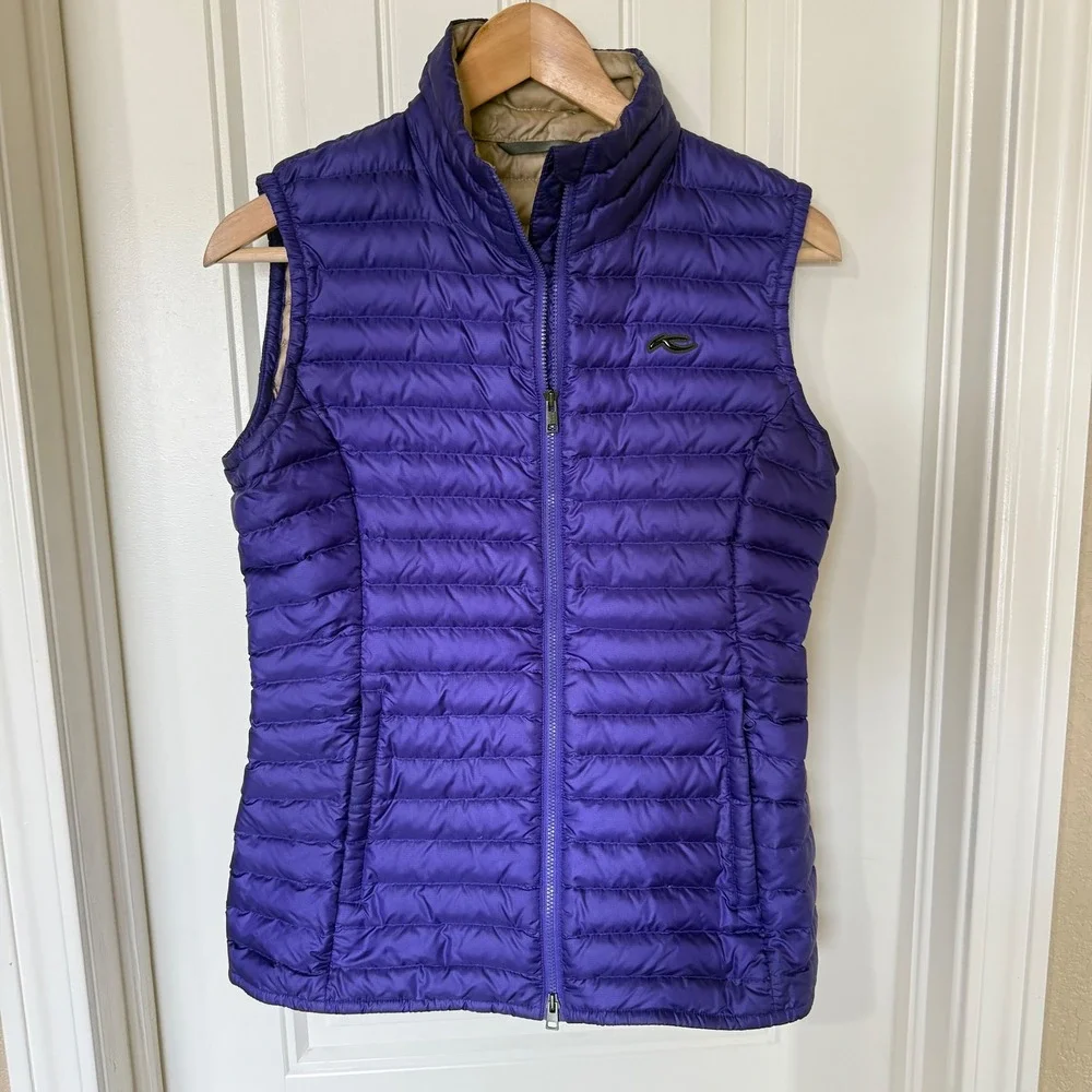 KJUS Women Purple cypress Down Vest Lightweight Puffer Full Zip Size 36 small - Picture 2 of 7